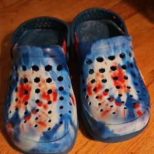 Womens Blue and Red Clogs
